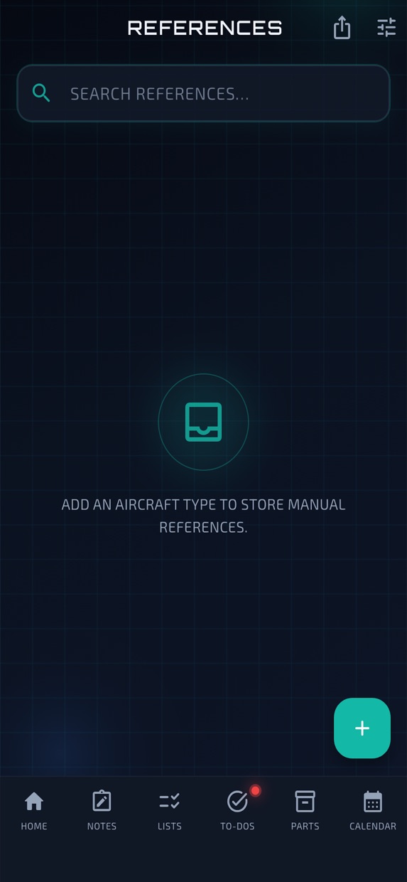 References screen